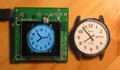 arm7_analog_clock_face_on_organic_led_display ARM7 based OLED analog clock face